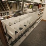 Steel-library-shelving-with-wood-end-panels