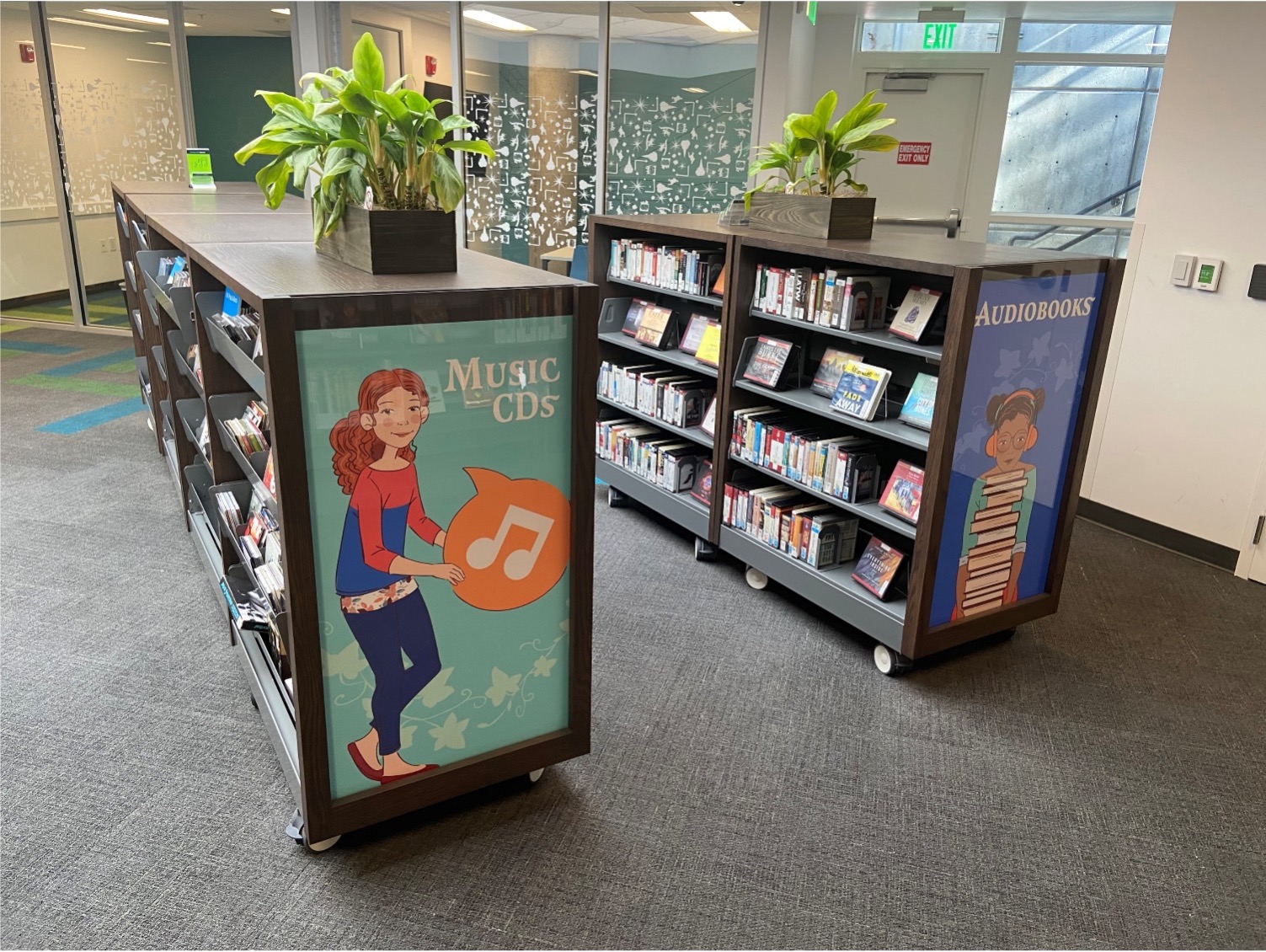 A Frame & Flexible Library Shelving 8 Flexible shelving with Swap out window panel finish