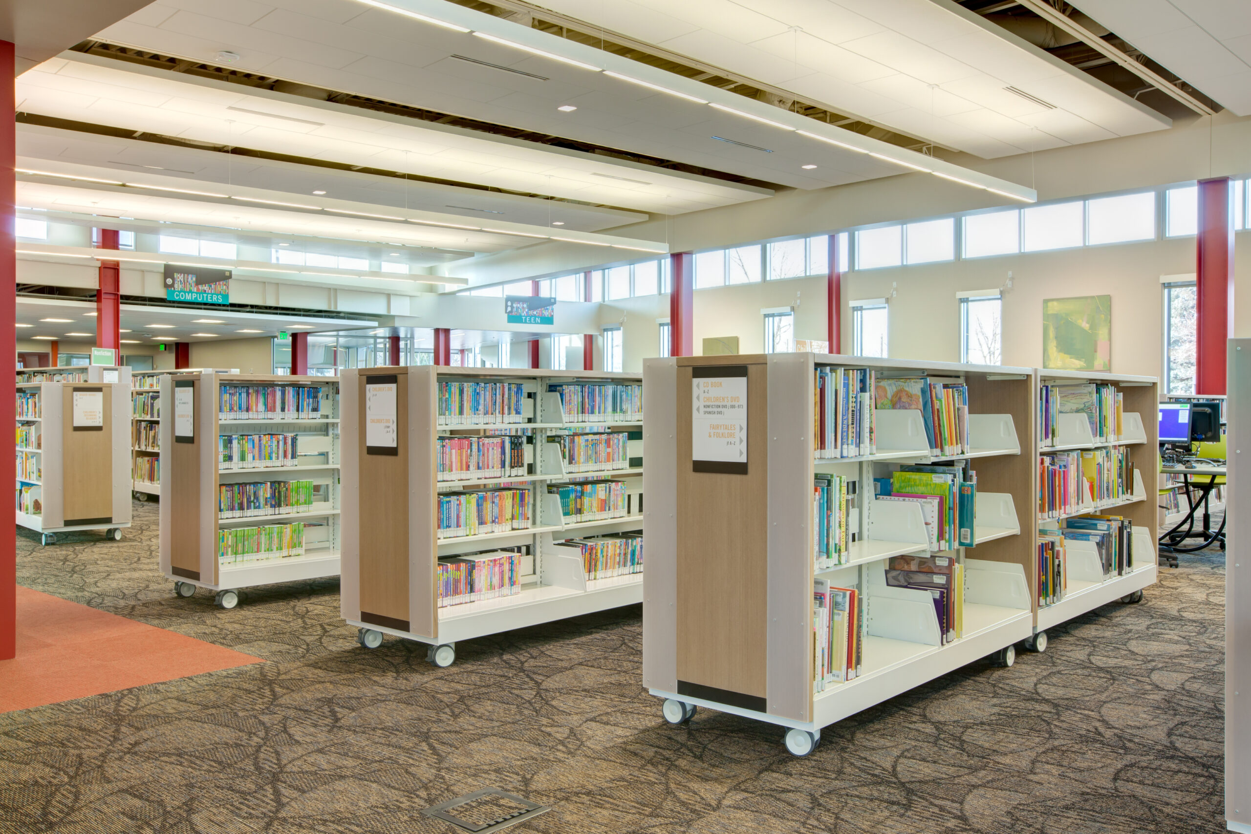 A Frame & Flexible Library Shelving 18 Library Book Shelves on Casters scaled